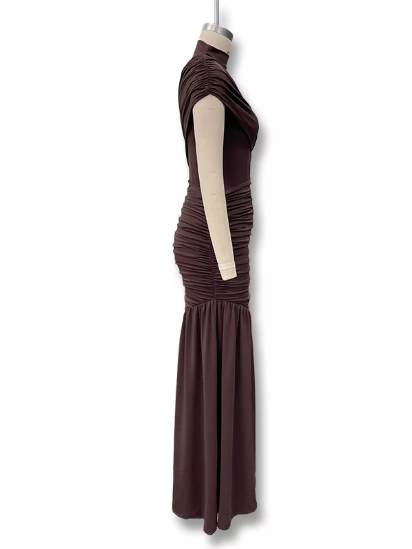 Ruched Mock Neck Stretch Dress