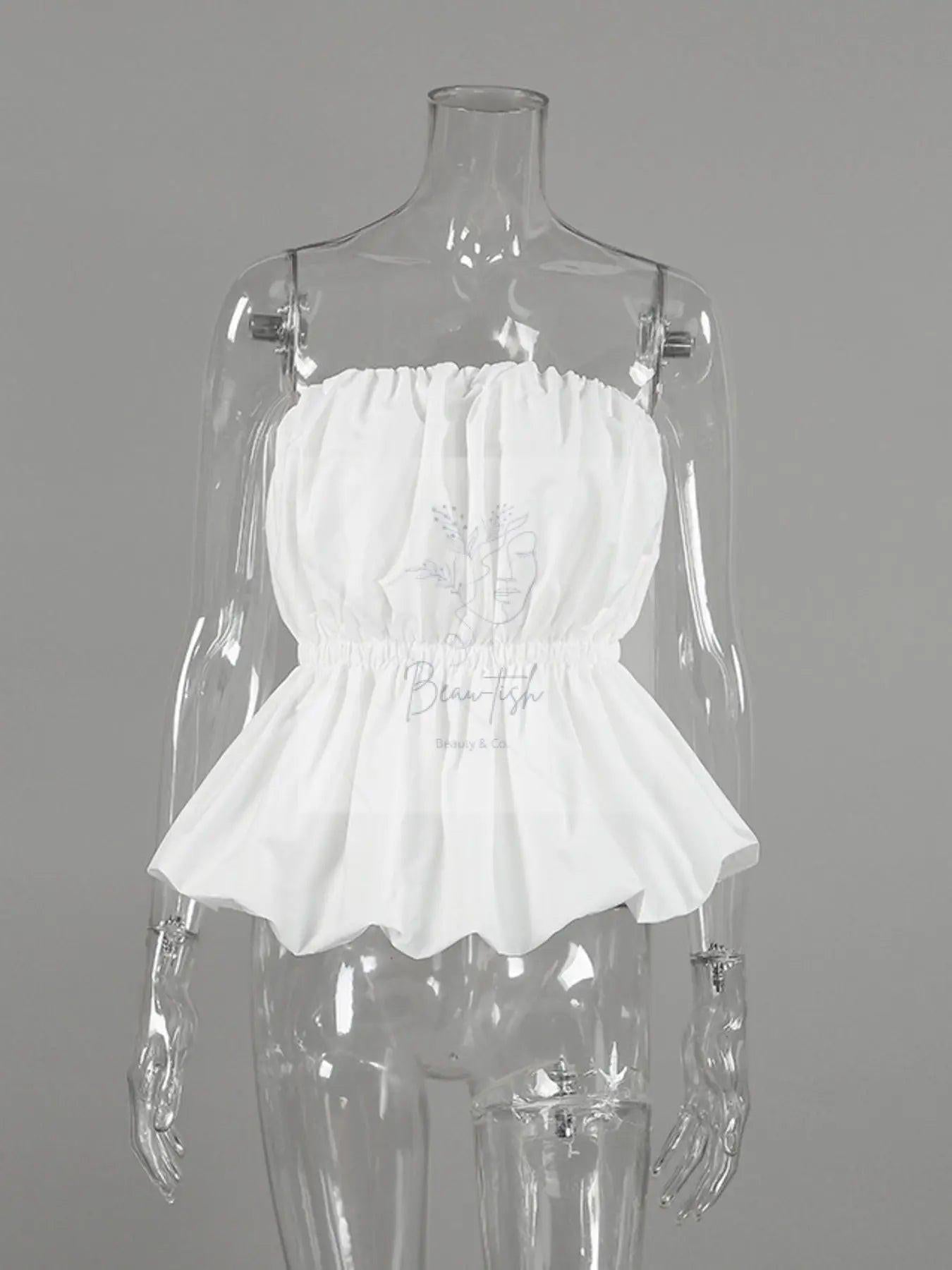 Ruched Bubble Hem Tube Top