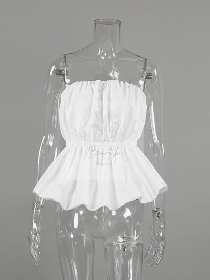 Ruched Bubble Hem Tube Top