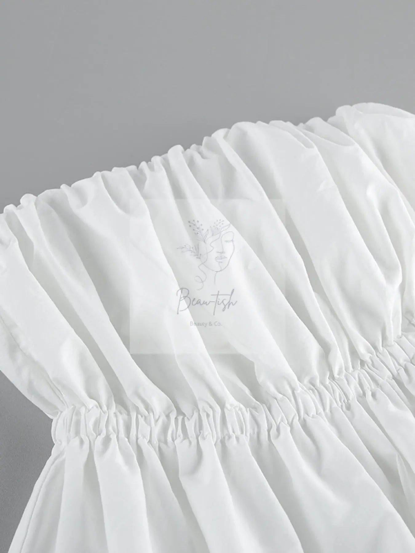 Ruched Bubble Hem Tube Top