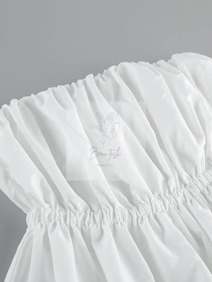 Ruched Bubble Hem Tube Top