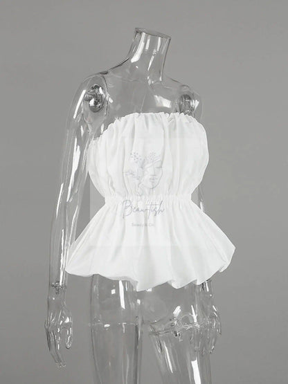 Ruched Bubble Hem Tube Top
