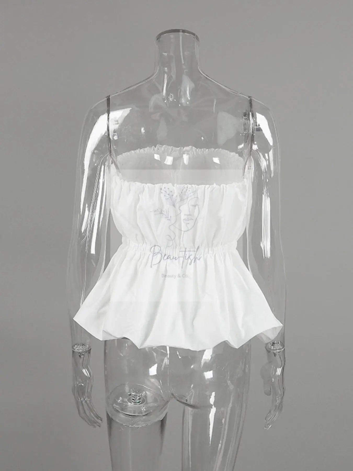 Ruched Bubble Hem Tube Top