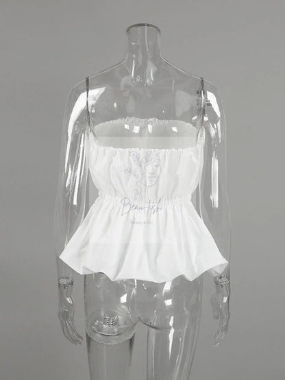 Ruched Bubble Hem Tube Top