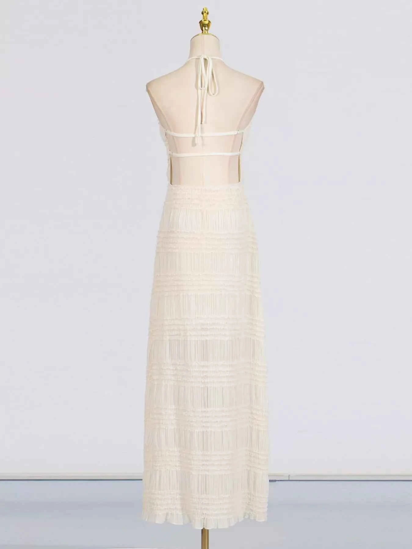 Ruched Halter Neck Maxi Dress