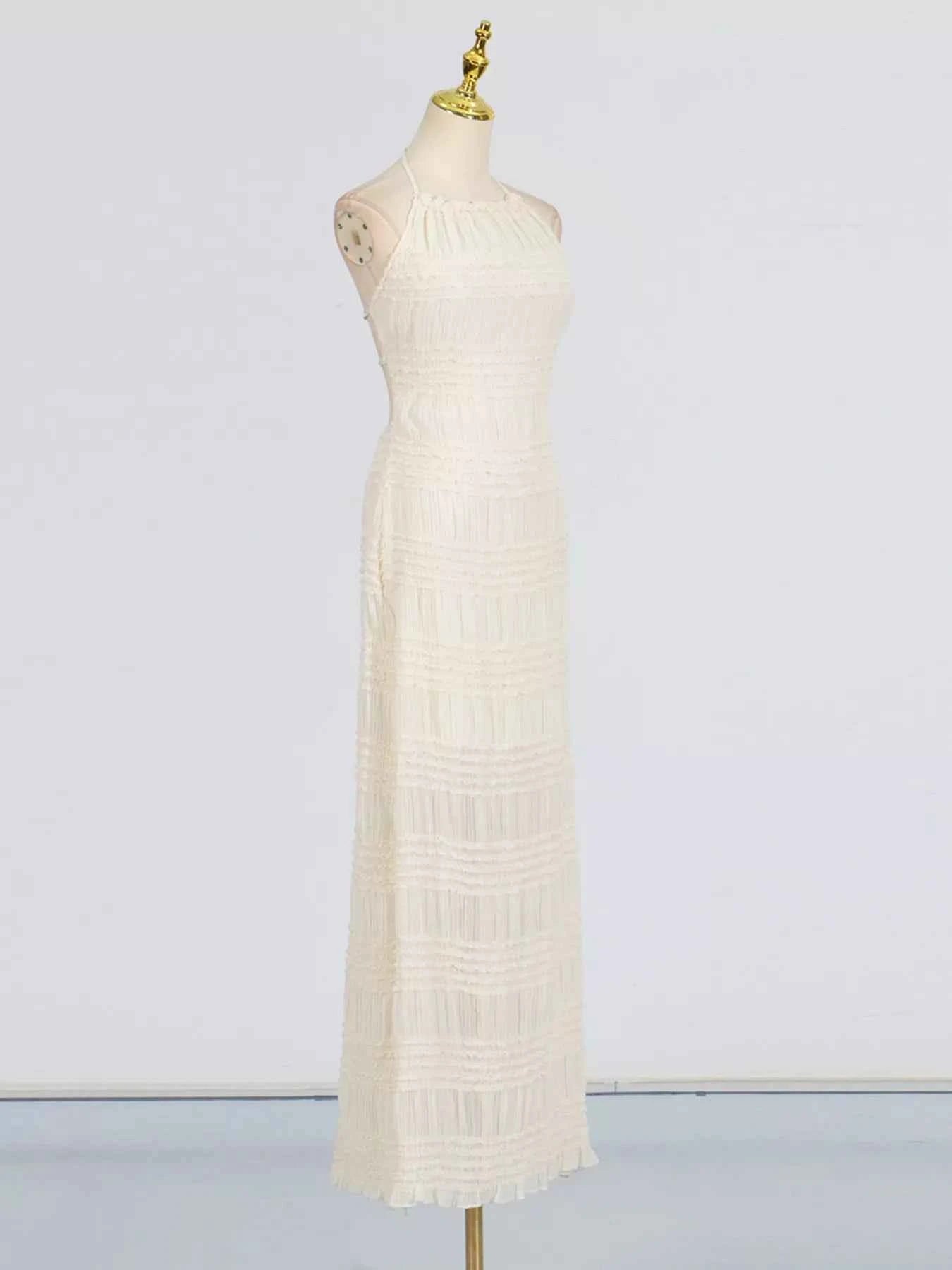 Ruched Halter Neck Maxi Dress