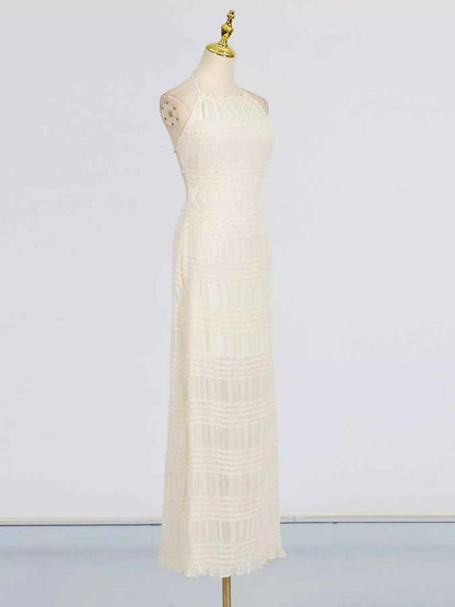 Ruched Halter Neck Maxi Dress