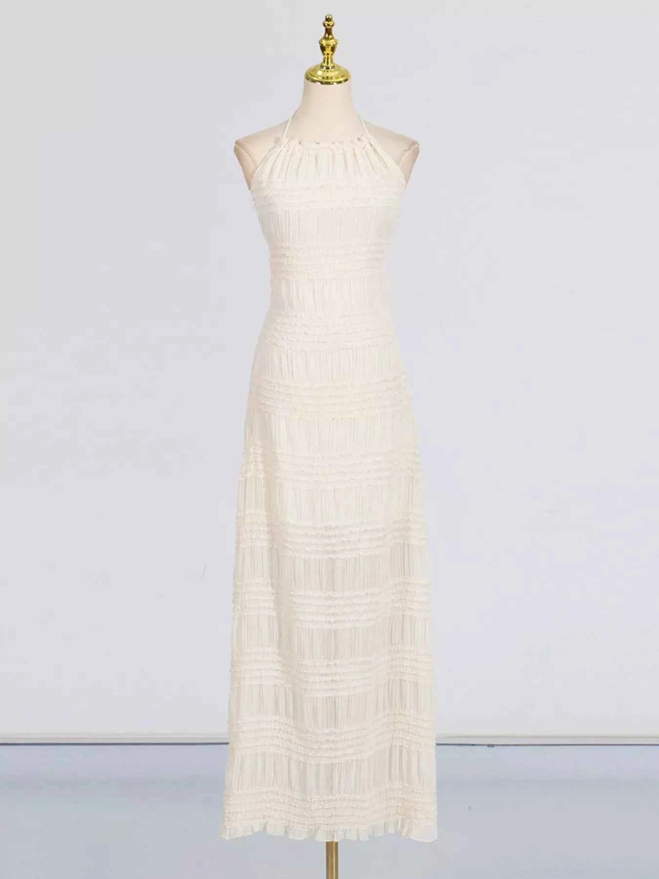 Ruched Halter Neck Maxi Dress