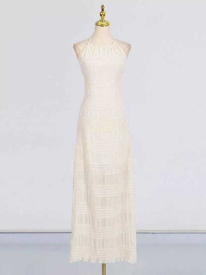 Ruched Halter Neck Maxi Dress