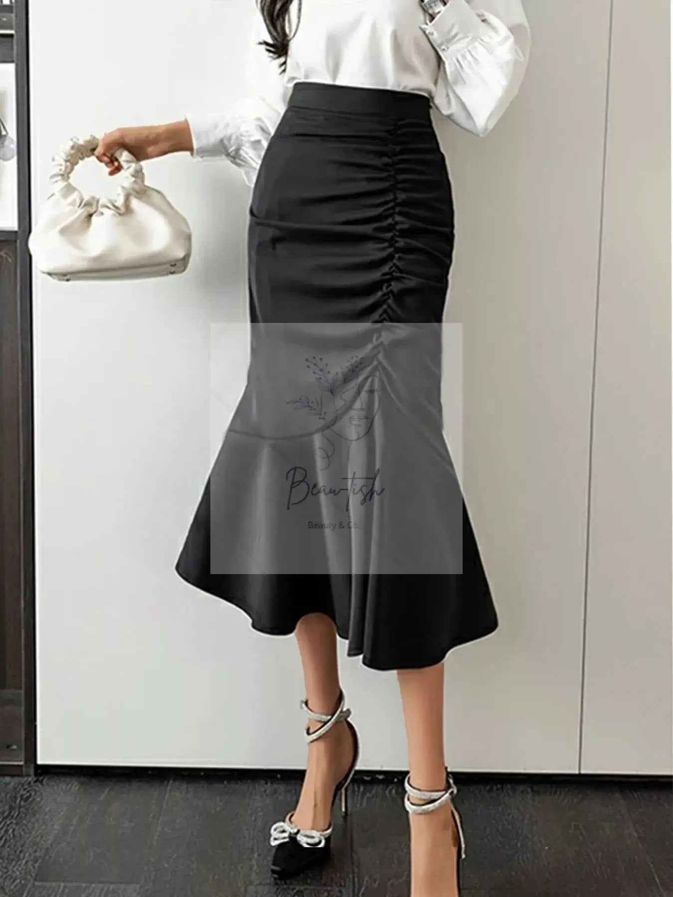 Ruched High Waist Mermaid Skirt