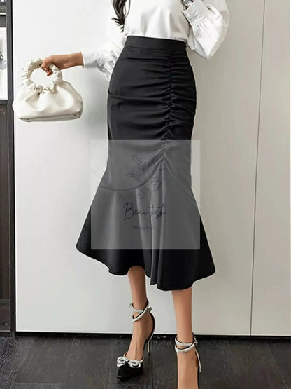 Ruched High Waist Mermaid Skirt