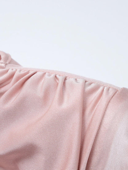 Ruched Knot Front Long Sleeve Maxi Dress