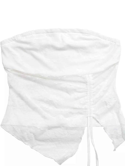 Ruched Lace Tube Top