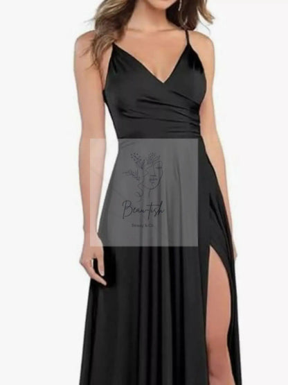 Ruched Slit Maxi Cami Dress