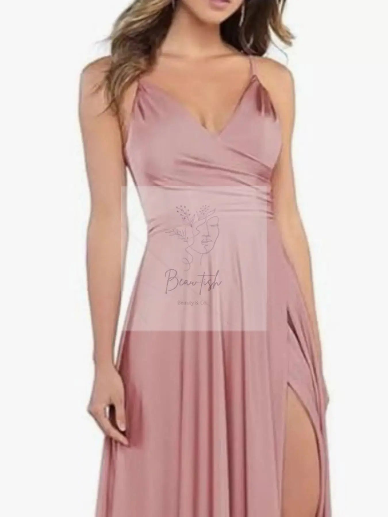 Ruched Slit Maxi Cami Dress