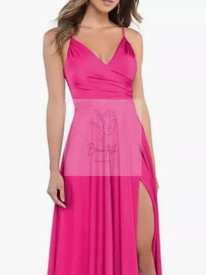 Ruched Slit Maxi Cami Dress