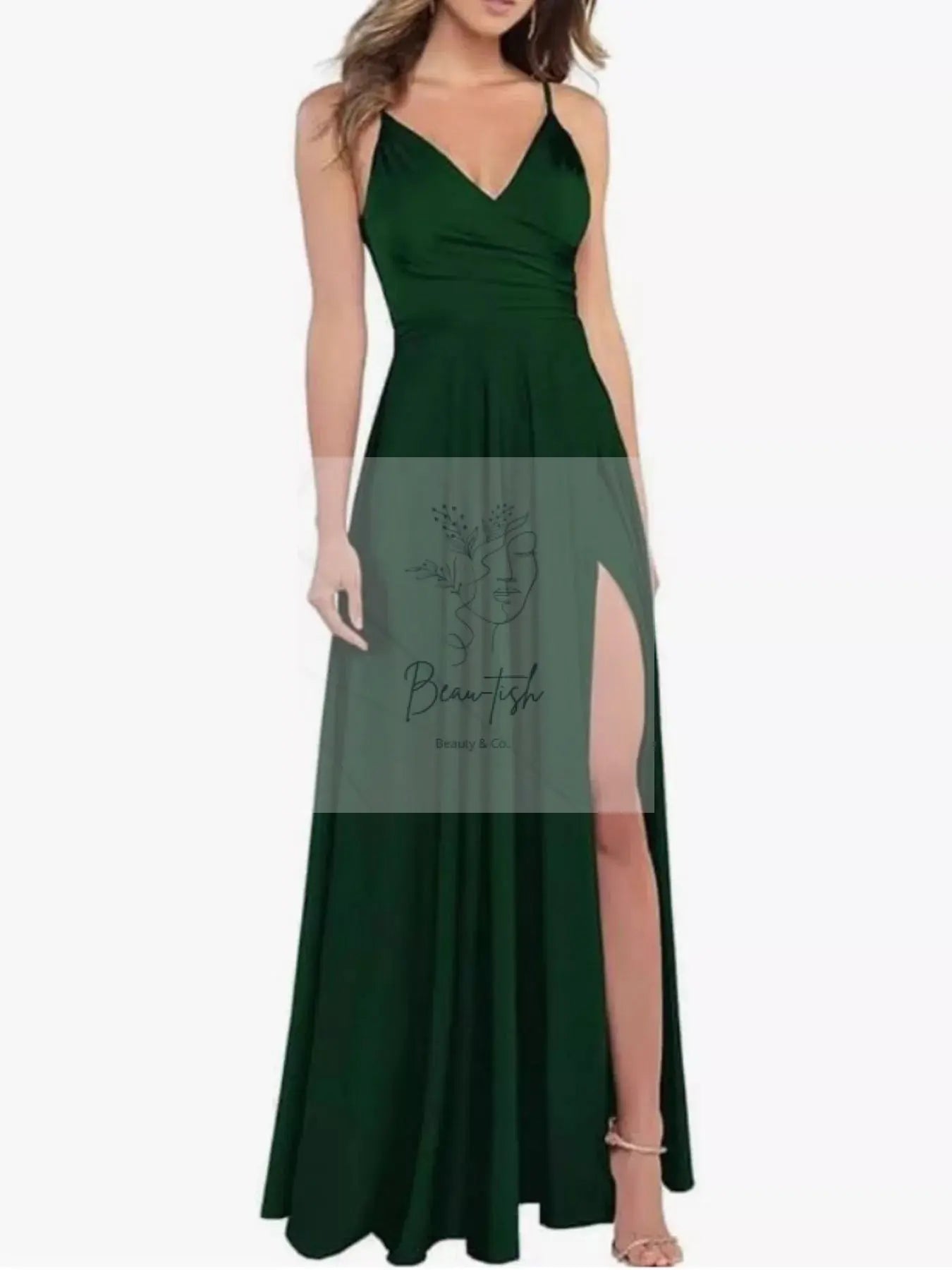 Ruched Slit Maxi Cami Dress