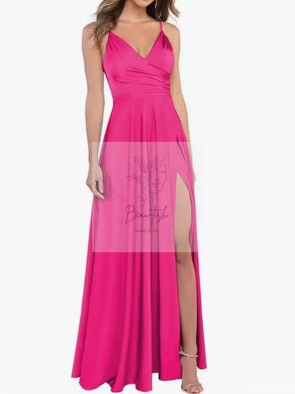 Ruched Slit Maxi Cami Dress