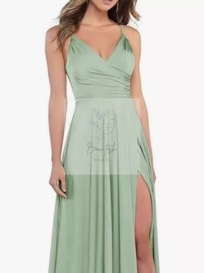 Ruched Slit Maxi Cami Dress