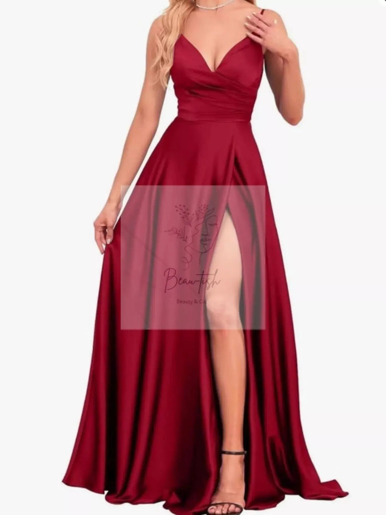 Ruched Slit Maxi Cami Dress