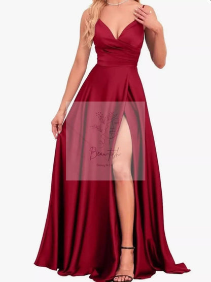 Ruched Slit Maxi Cami Dress