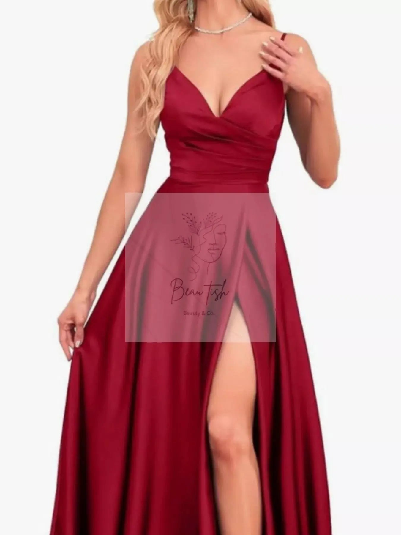 Ruched Slit Maxi Cami Dress