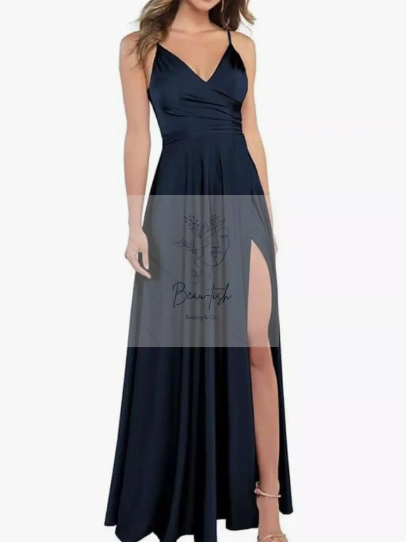 Ruched Slit Maxi Cami Dress
