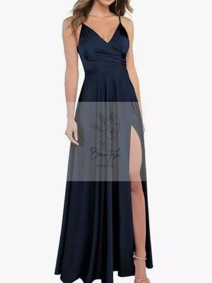 Ruched Slit Maxi Cami Dress