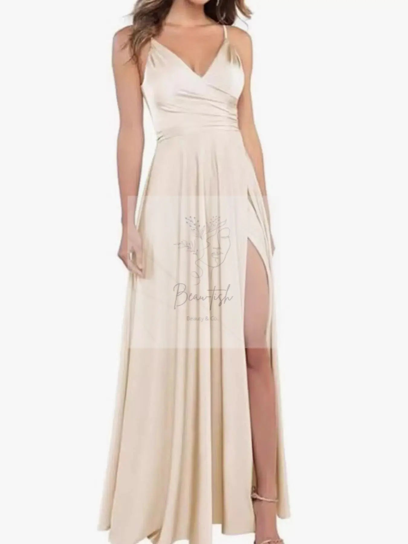 Ruched Slit Maxi Cami Dress