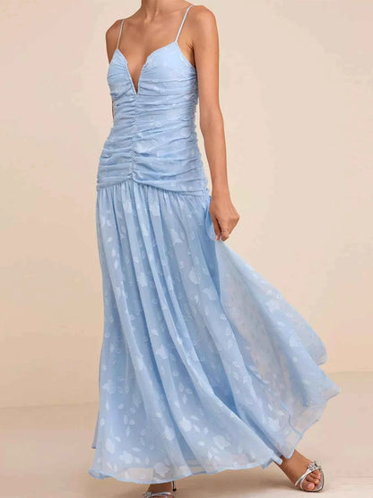 Ruched Spaghetti Strap Maxi Dress