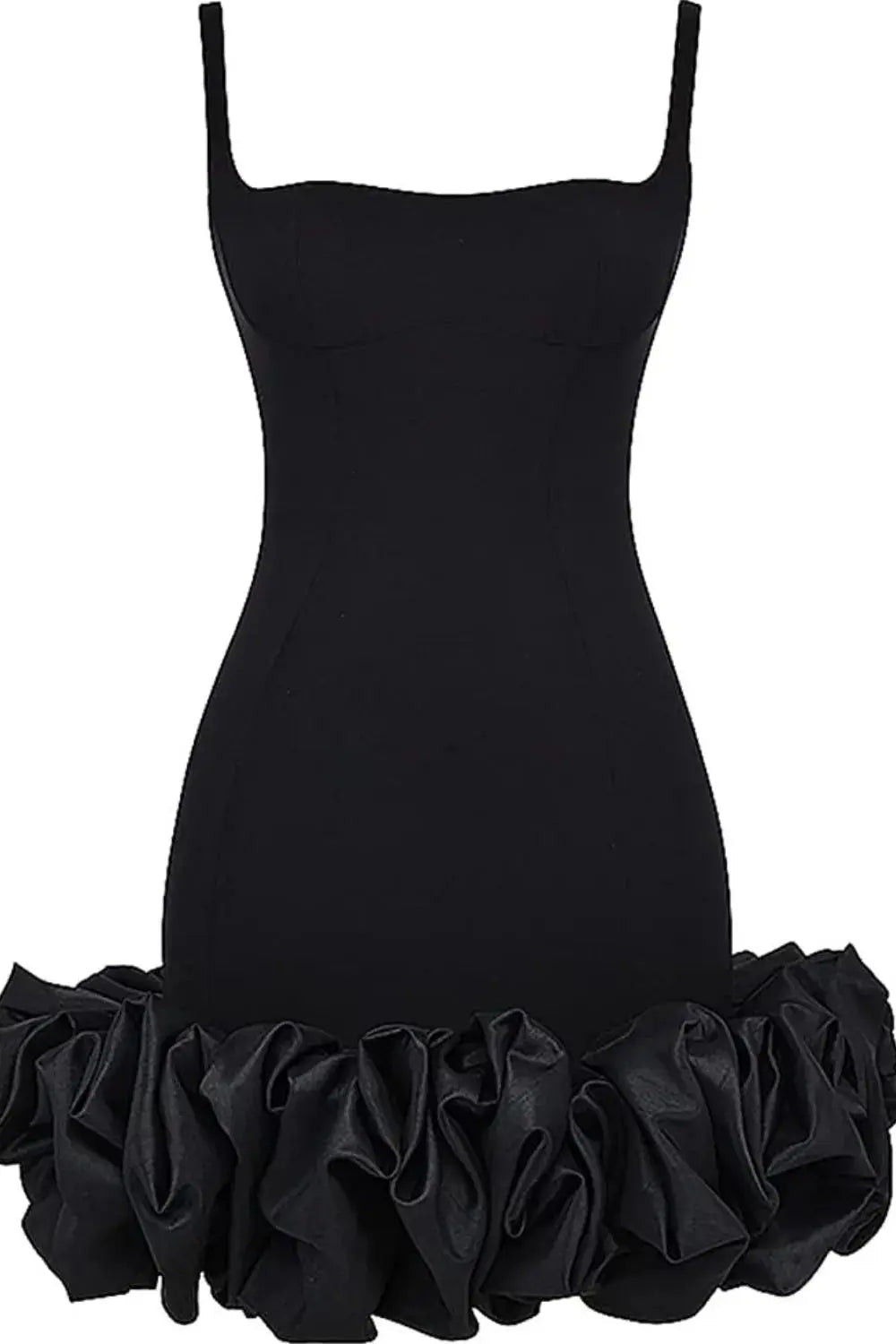Ruched Square Neck Sleeve Mini Dress