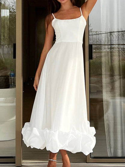 Ruffle Hem Scoop Neck Midi Dress
