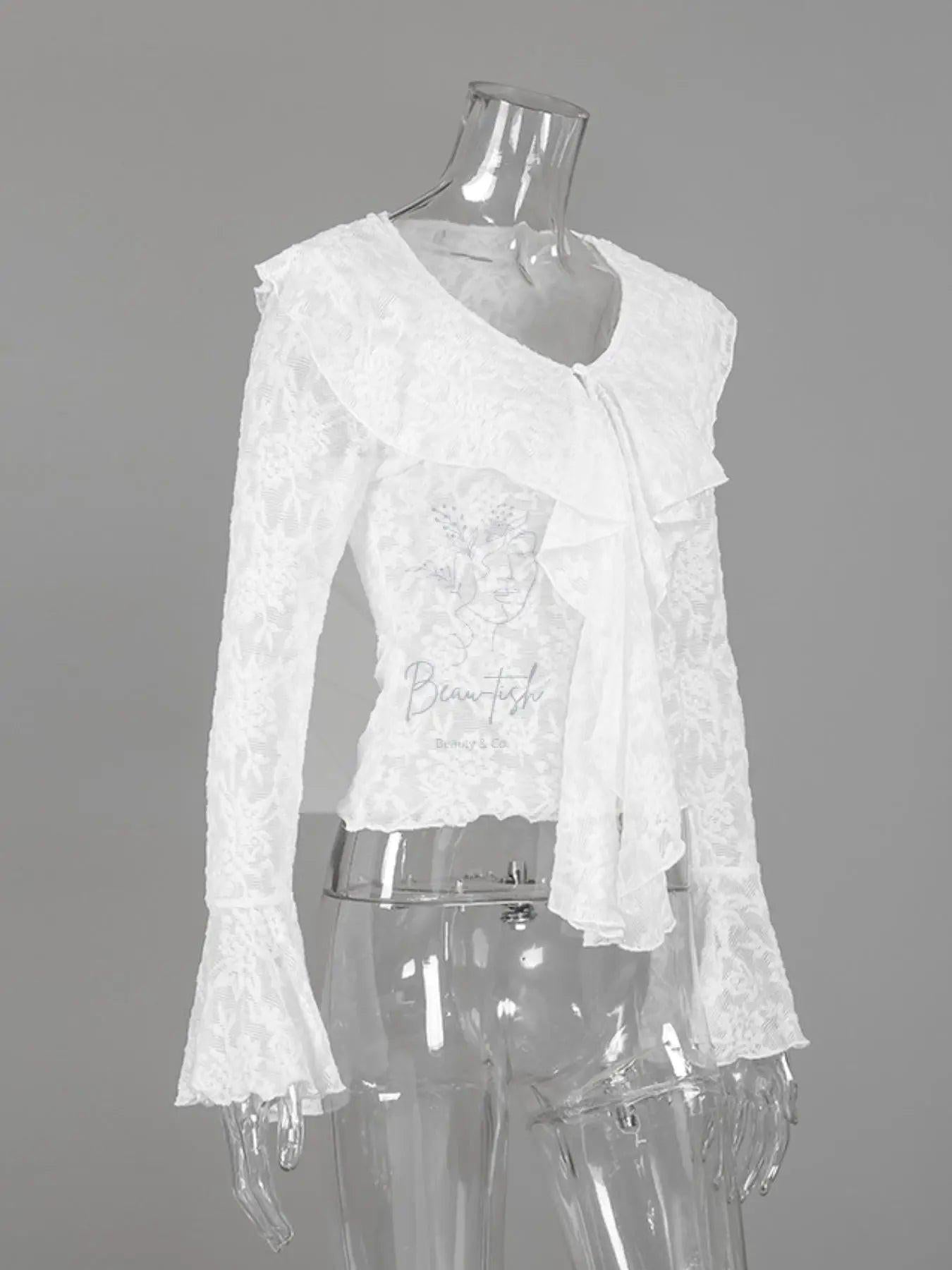 Ruffle Lace Long Sleeve Blouse