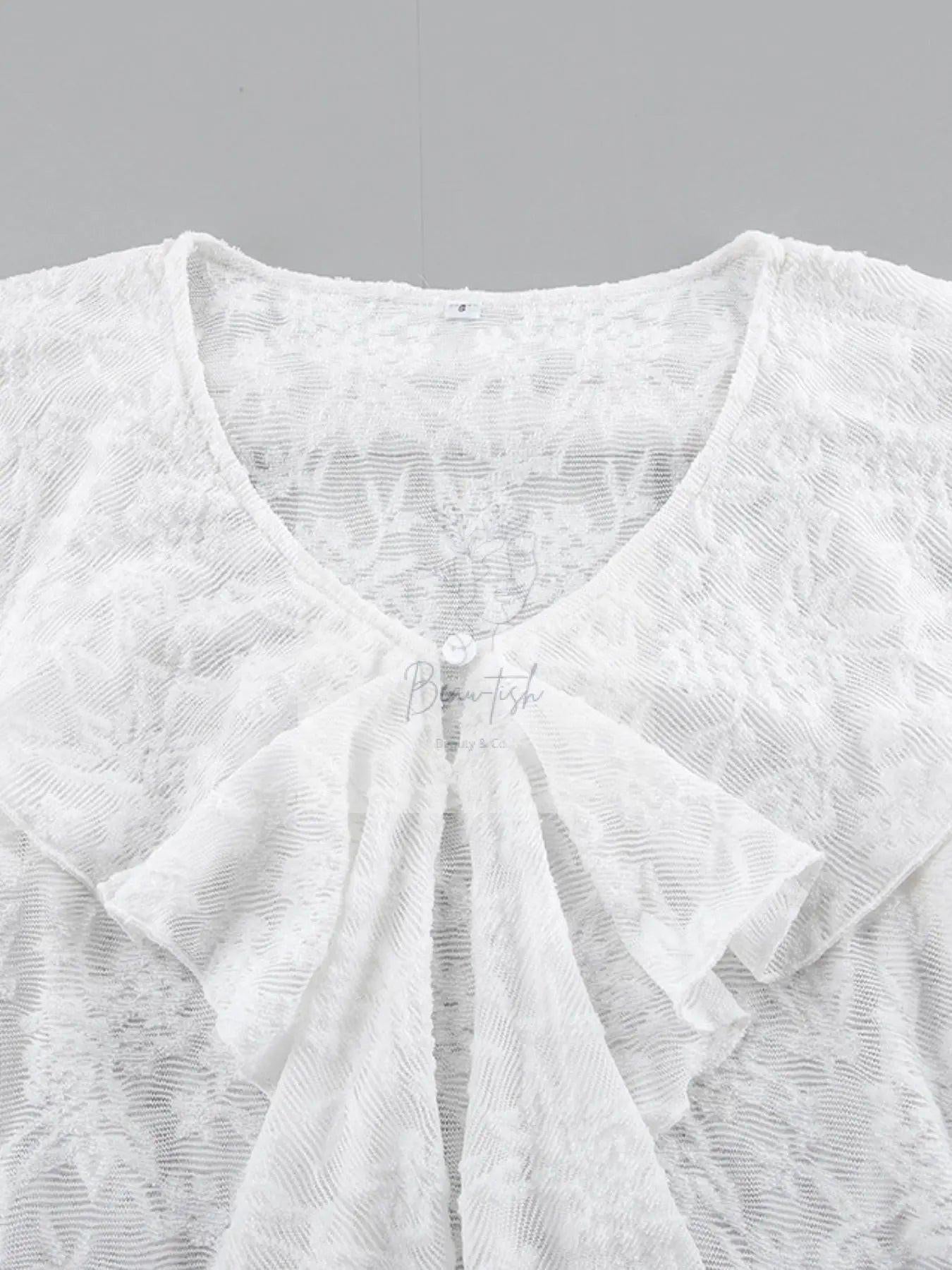 Ruffle Lace Long Sleeve Blouse