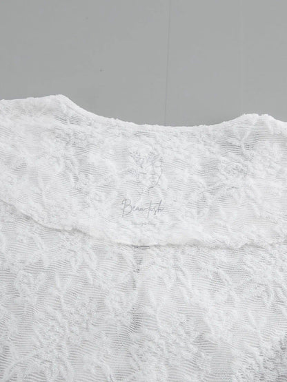 Ruffle Lace Long Sleeve Blouse