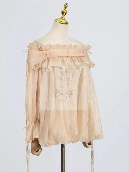 Ruffle Off-Shoulder Flounce Sleeve Blouse