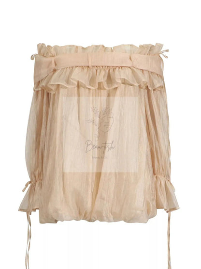 Ruffle Off-Shoulder Flounce Sleeve Blouse