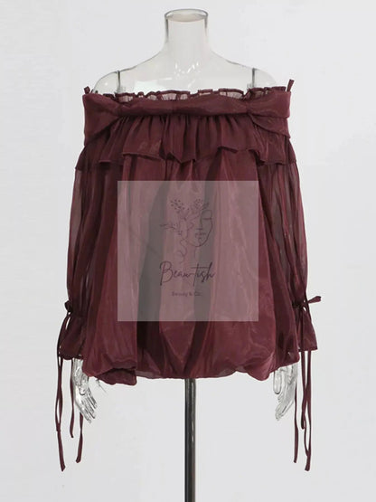Ruffle Off-Shoulder Flounce Sleeve Blouse