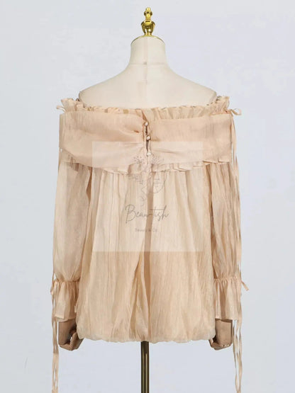 Ruffle Off-Shoulder Flounce Sleeve Blouse
