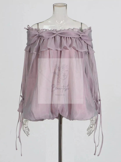 Ruffle Off-Shoulder Flounce Sleeve Blouse