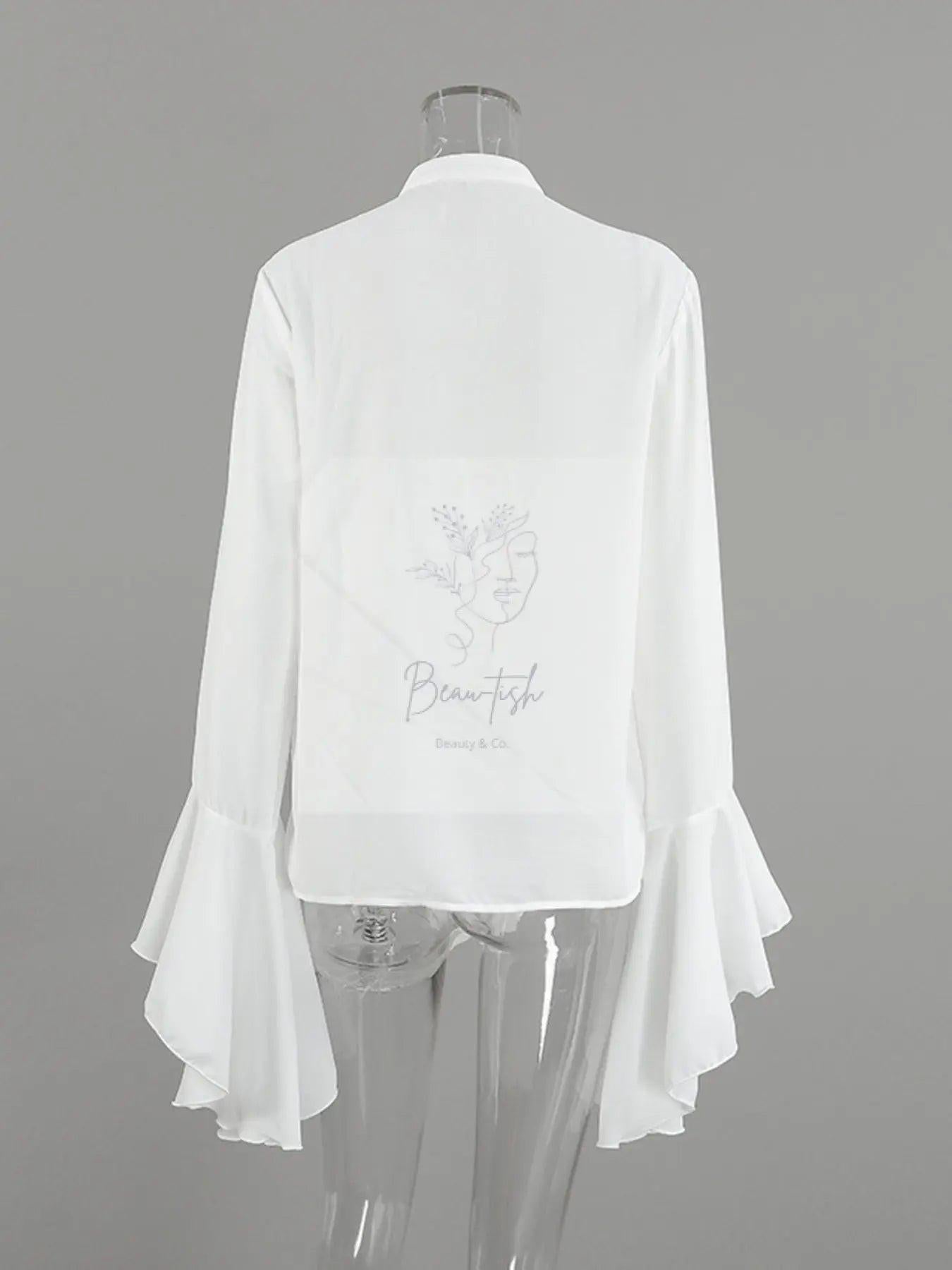 Ruffle Trim Flounce Sleeve Blouse