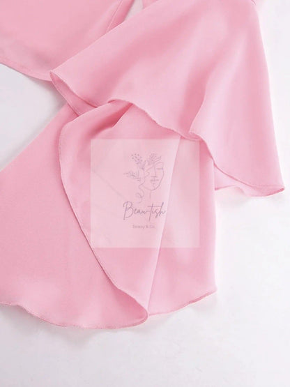 Ruffle Trim Flounce Sleeve Blouse