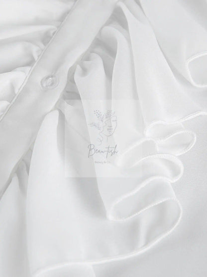 Ruffle Trim Flounce Sleeve Blouse
