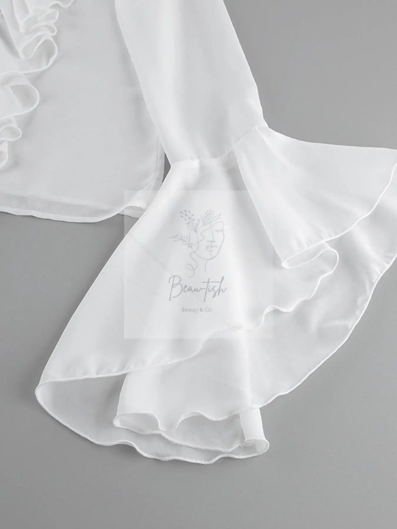 Ruffle Trim Flounce Sleeve Blouse
