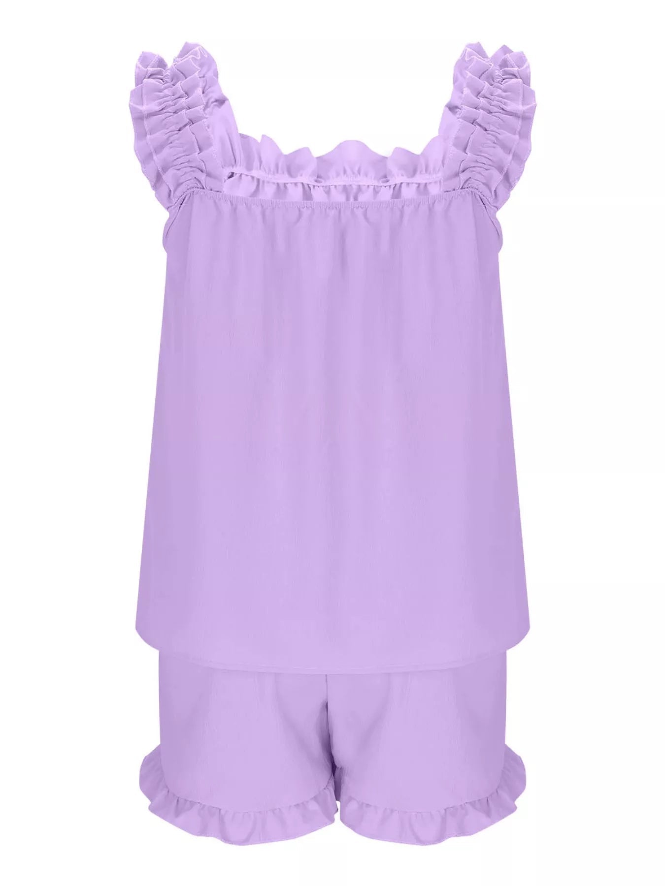 Ruffle Sleeveless Shorts Set