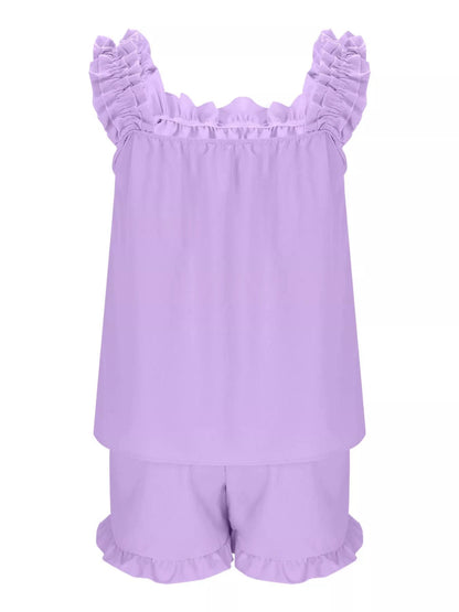 Ruffle Sleeveless Shorts Set