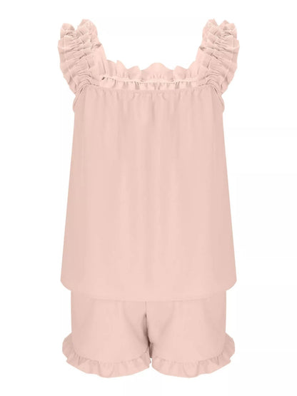 Ruffle Sleeveless Shorts Set