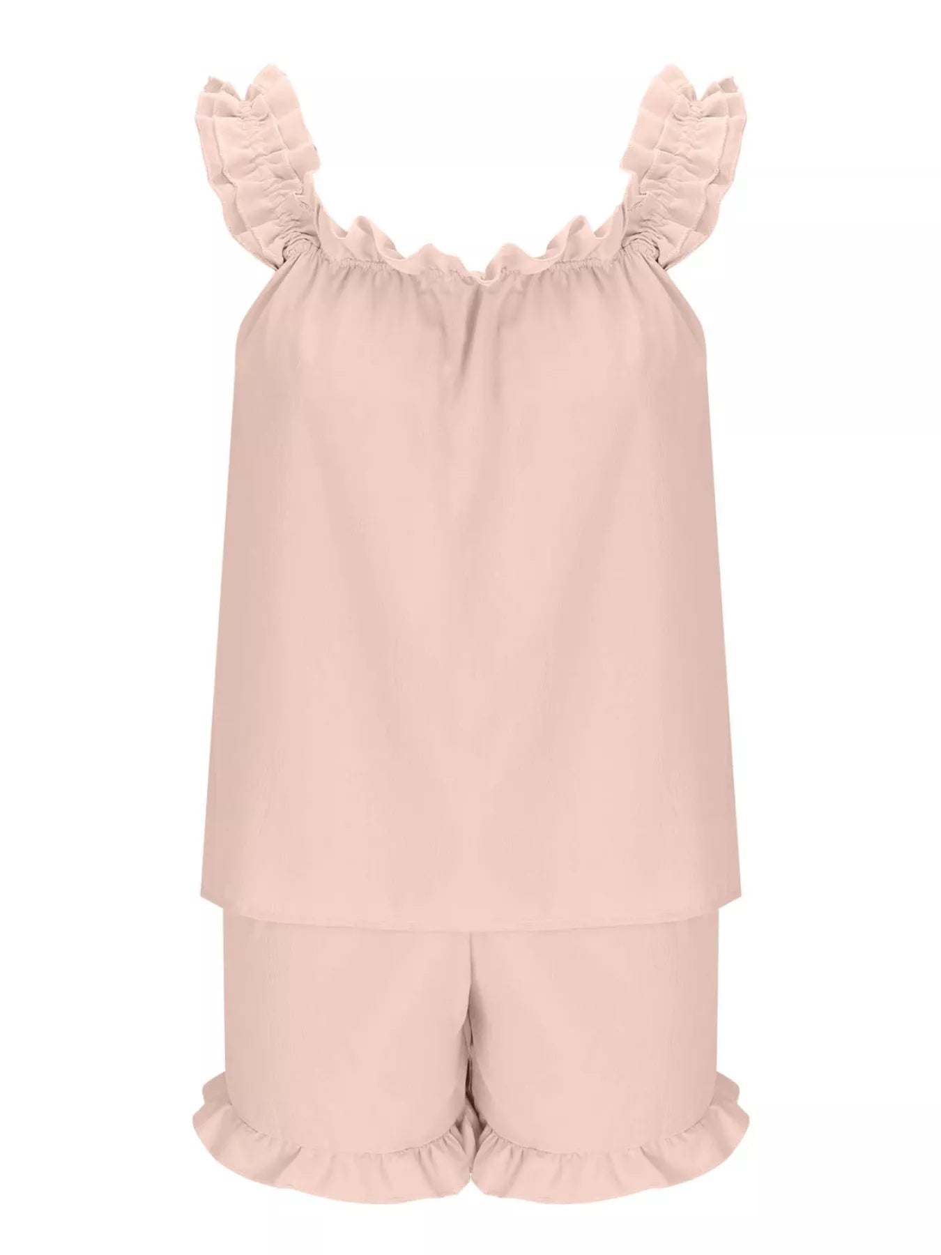 Ruffle Sleeveless Shorts Set