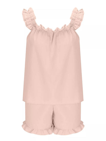 Ruffle Sleeveless Shorts Set