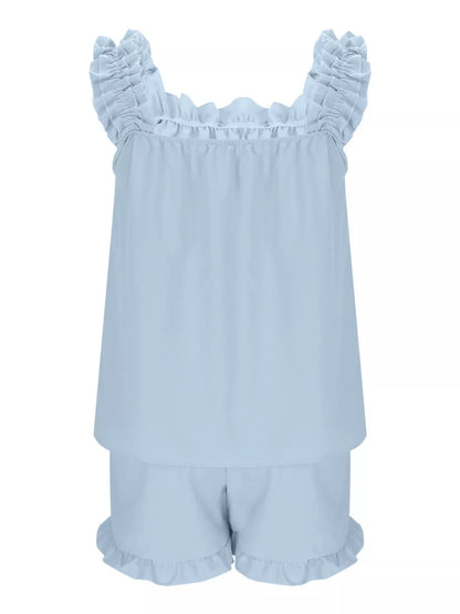 Ruffle Sleeveless Shorts Set
